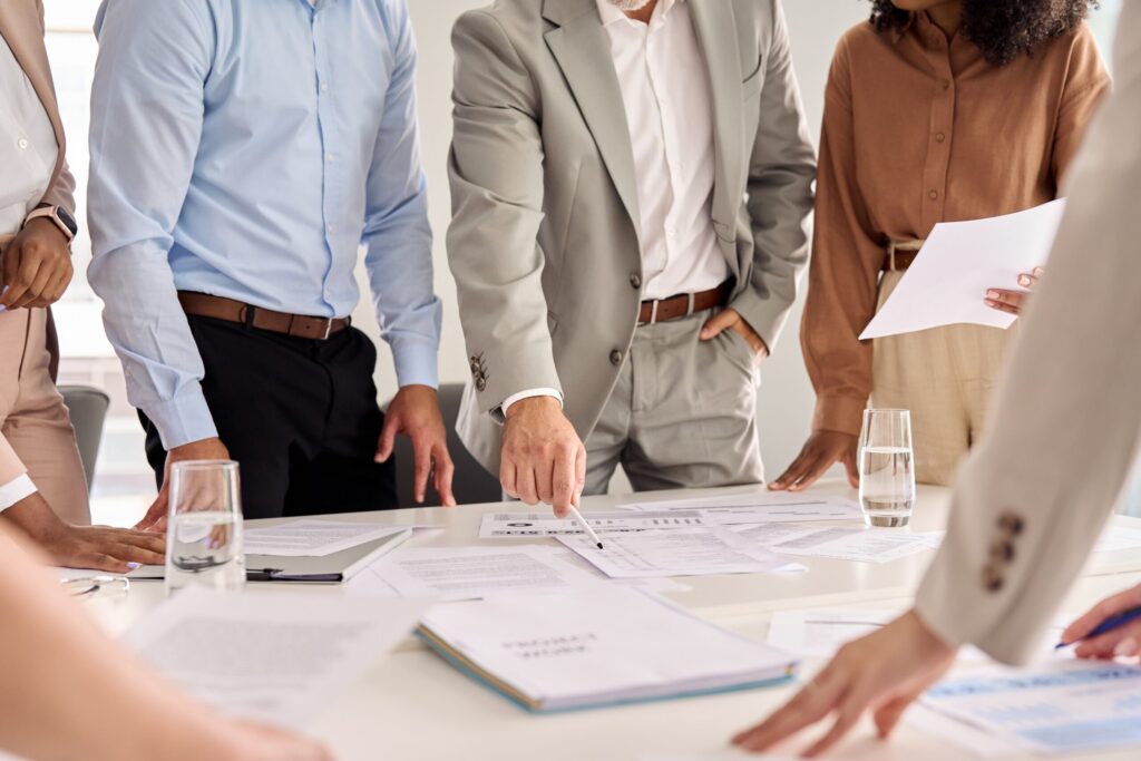 team brainstorming during sales planning